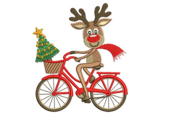 Christmas Deer on Bike Embroidery Review