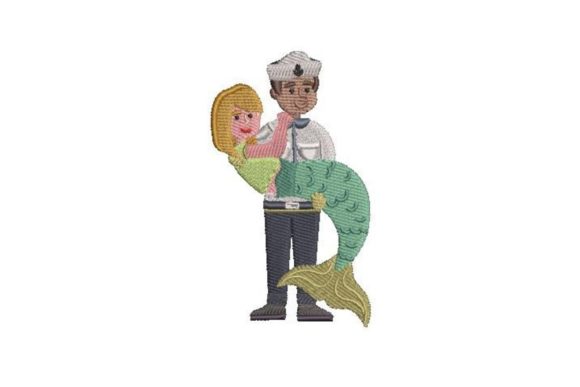 Mermaid Navy Sailor Embroidery Design for Etsy Sellers